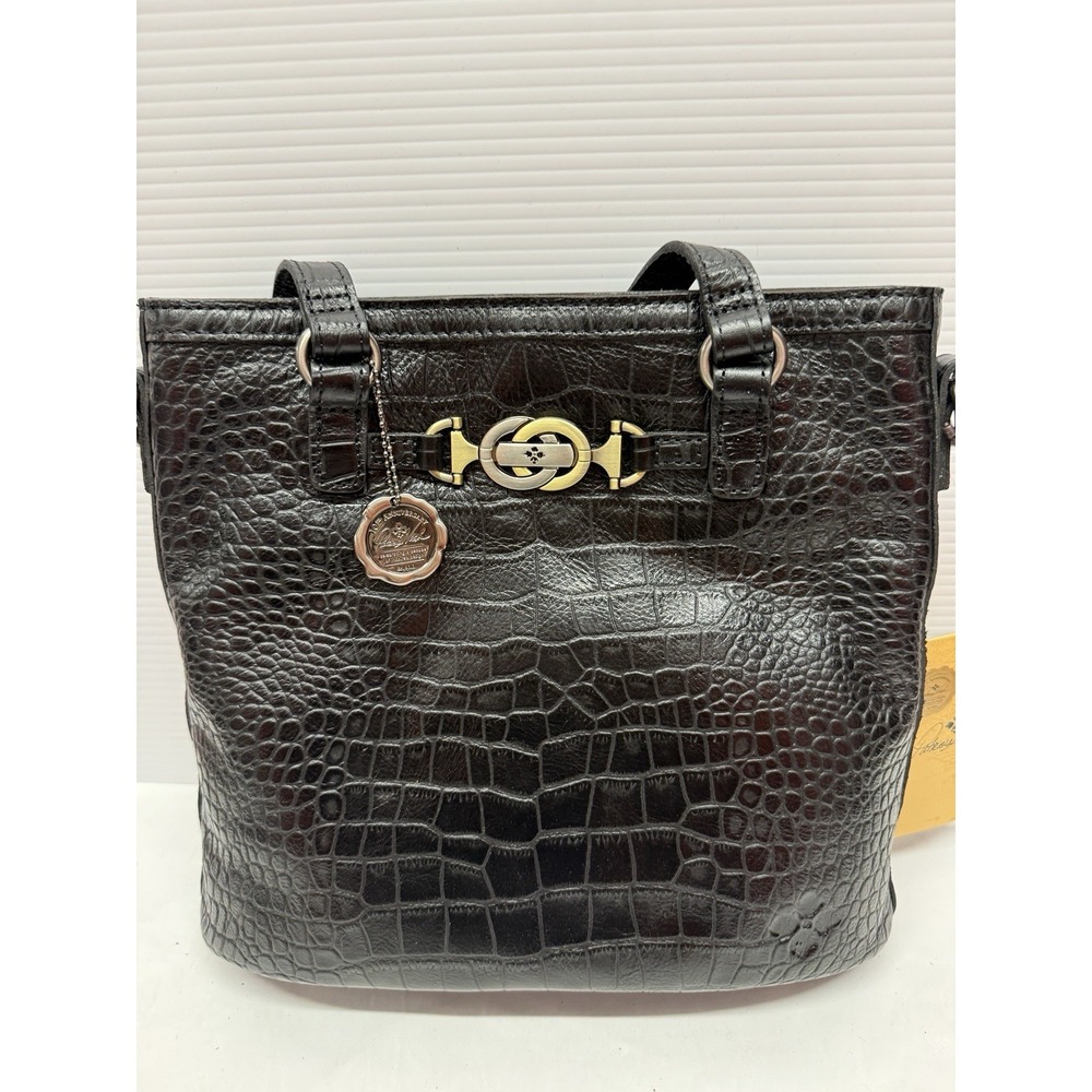 PATRICIA NASH Black Croc 2"x10"x4" shoulder bag &‎ crossbody LUNDY Leather Purse